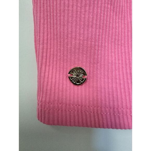 Lilly Pulitzer Cropped Top Minnie Knit Ribbed Confetti Pink Metalic Size Large - Picture 6 of 10